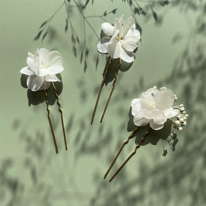 Bun stick Hairpins Hair clip in stabilized natural flowers wedding hair accessoriesCAPUCINE white 3 unités image 1