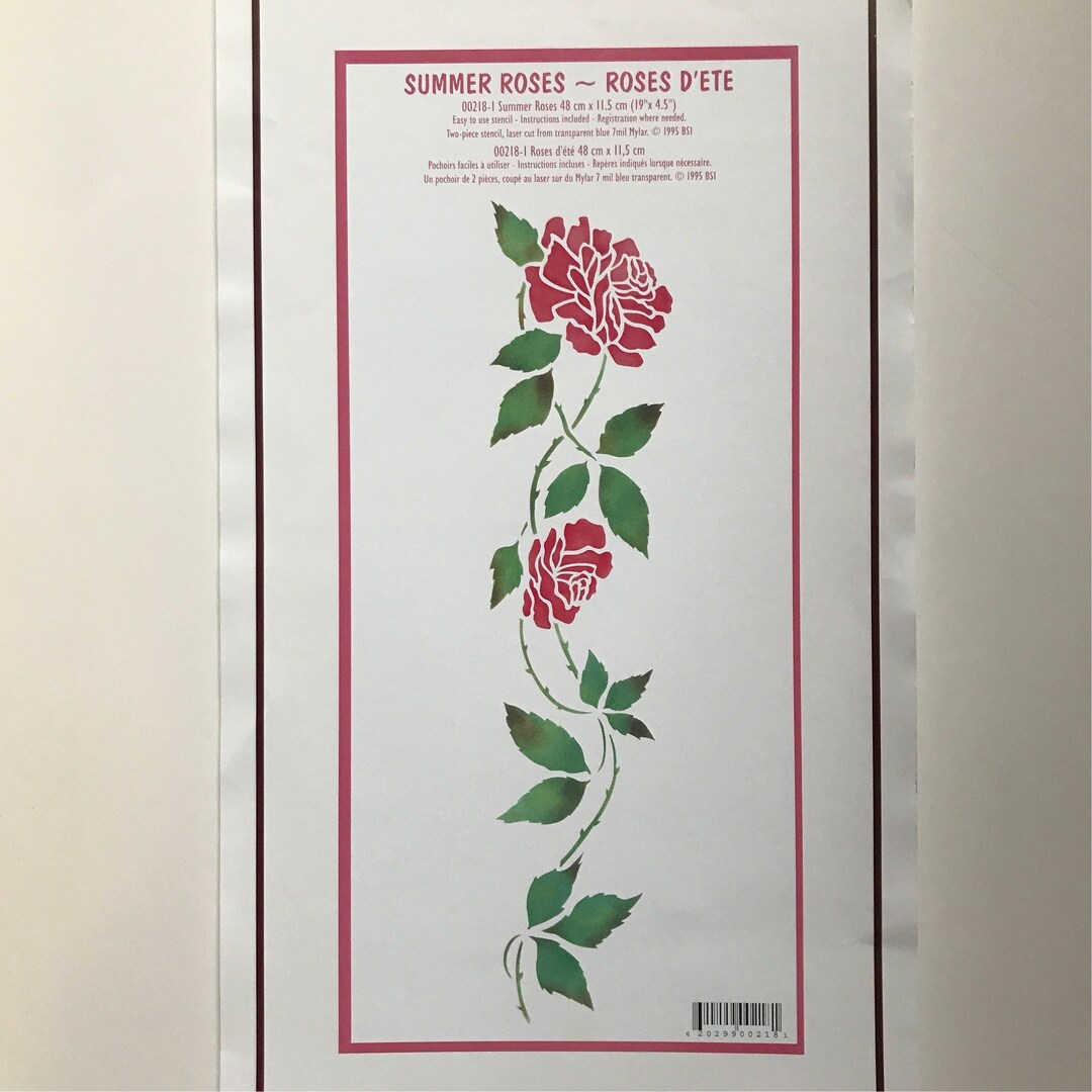 Summer Rose Border Stencil Etsy
