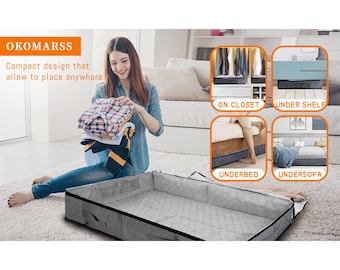 Under Bed Storage Container 3-Pack: Foldable Linen Fabric Organizer