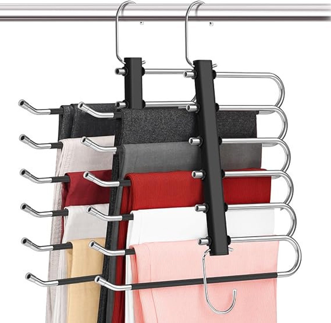 OKOMARSS Pants Hangers Space Saving 2 Pack 6 Tier Open Ended Pants
