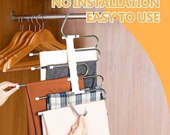 Space Saving 6-Tier Pants Hangers: Closet Organizer, 2-Pack