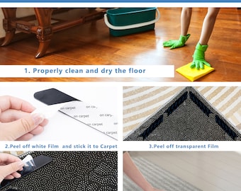 16 PCS Rug Tape, Adhesive Rug Grippers Reusable & Washable Rug Gripper for  Hardwood Floors, Dual Sided Soft Flexible Non-slip Rug 