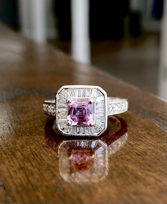 Pink Sapphire and Diamond Ring - image 1