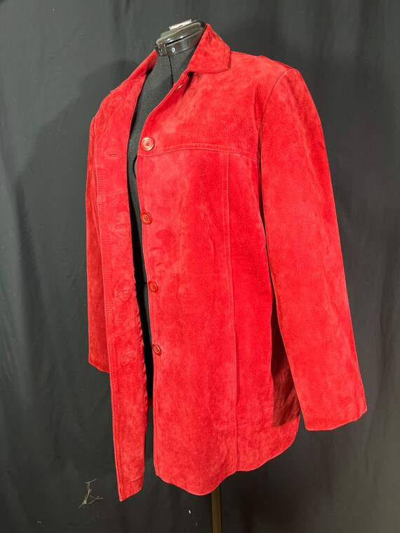 Red suede 90s leather jacket Cherokee brand 16W F… - image 6