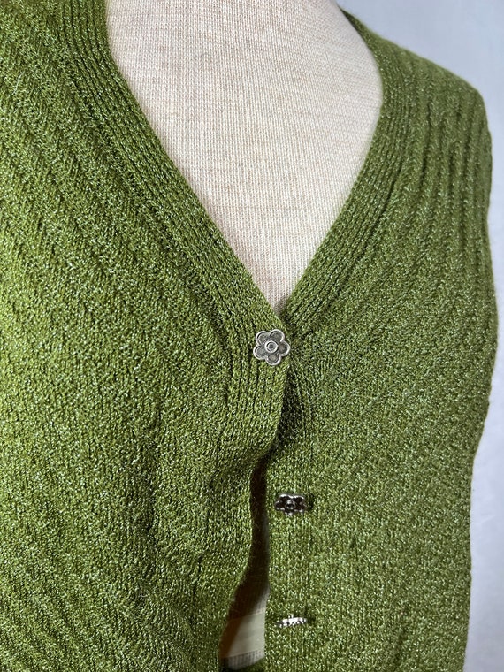 Cozy, green, classic knit, sweater, set vintage c… - image 5
