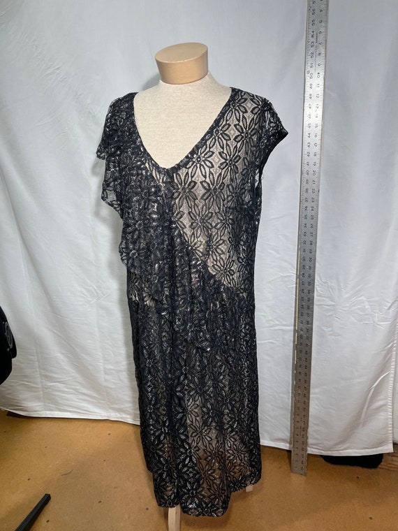 Metallic black and silver lace dress, below the k… - image 6