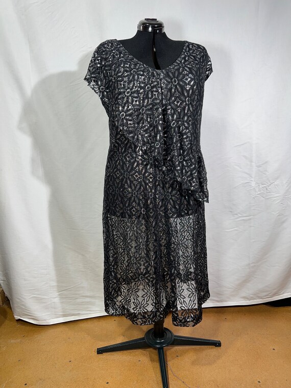 Metallic black and silver lace dress, below the k… - image 5