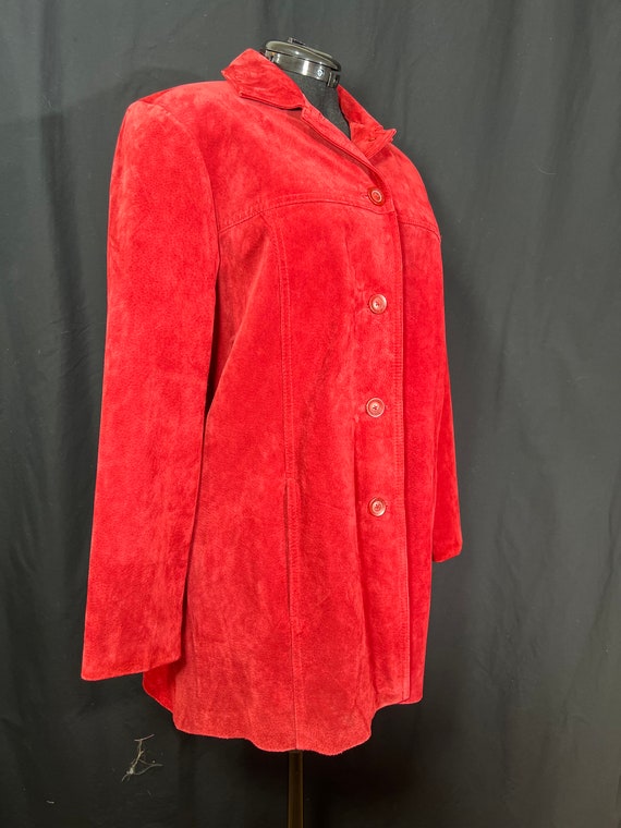 Red suede 90s leather jacket Cherokee brand 16W F… - image 2