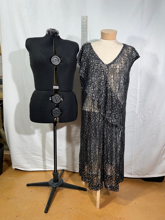 Metallic black and silver lace dress, below the k… - image 7