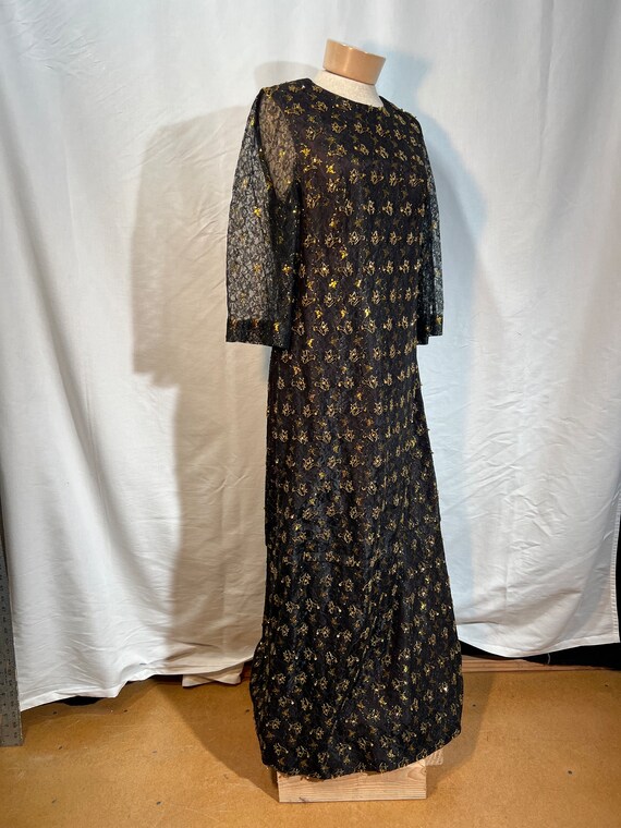 Full length, heavy gold beaded and embroidered go… - image 3