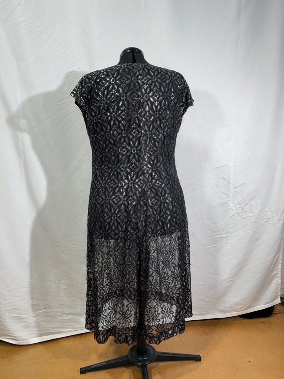 Metallic black and silver lace dress, below the k… - image 3