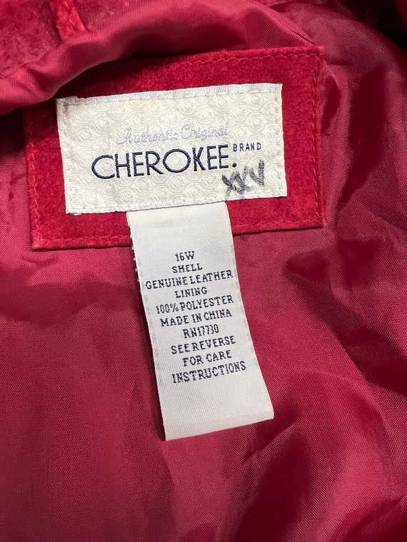 Red suede 90s leather jacket Cherokee brand 16W F… - image 3