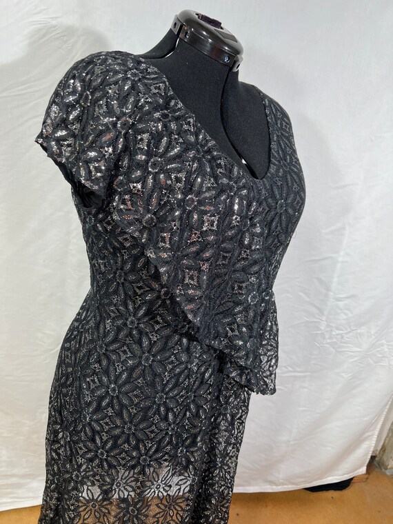 sachin and babi light blue dress Floral Lace Trim Cap Sleeve Maxi Dress
