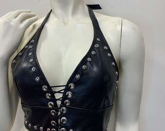 Leather Halter Top medium