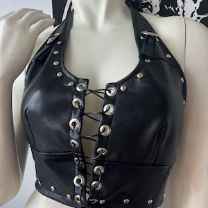Leather Halter Top small / medium