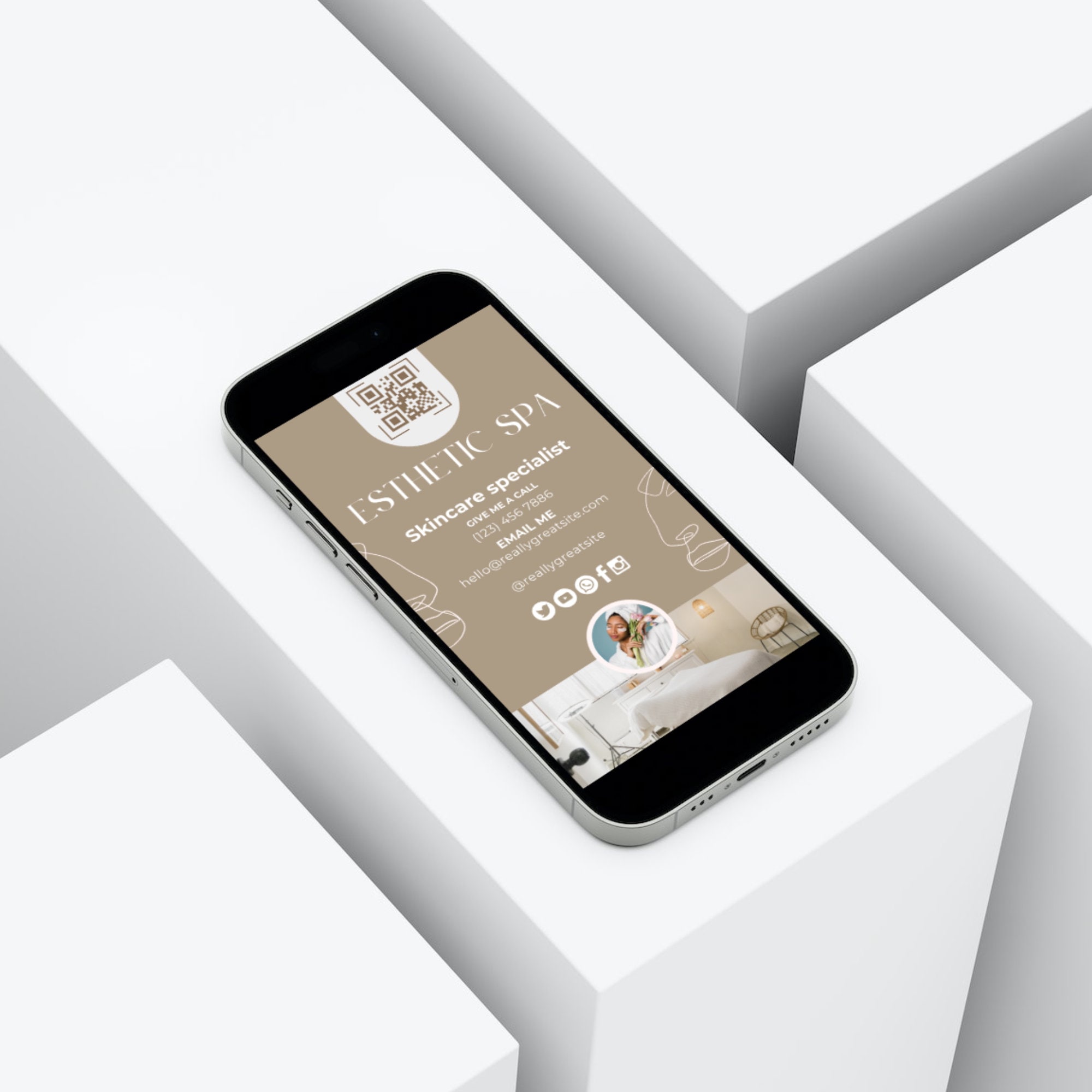 QR Code Digital Business Card Bundle Skincare Template Esthetician Qr Code Digital Business Card Bundle Skincare Template Esthetician