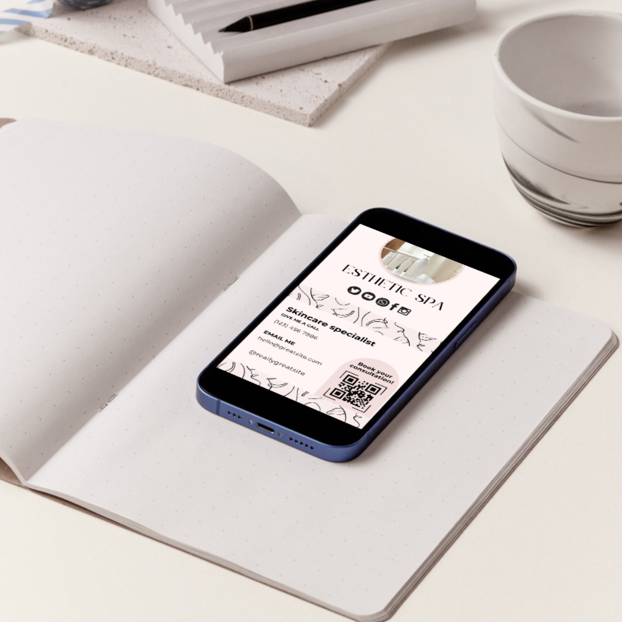QR Code Digital Business Card Bundle Skincare Template Esthetician Qr Code Digital Business Card Bundle Skincare Template Esthetician