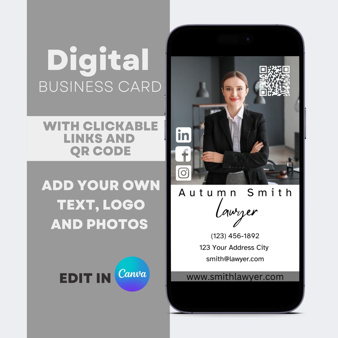 Digital Business Card, QR Code Business Card, Lawyer Business Card, QR
