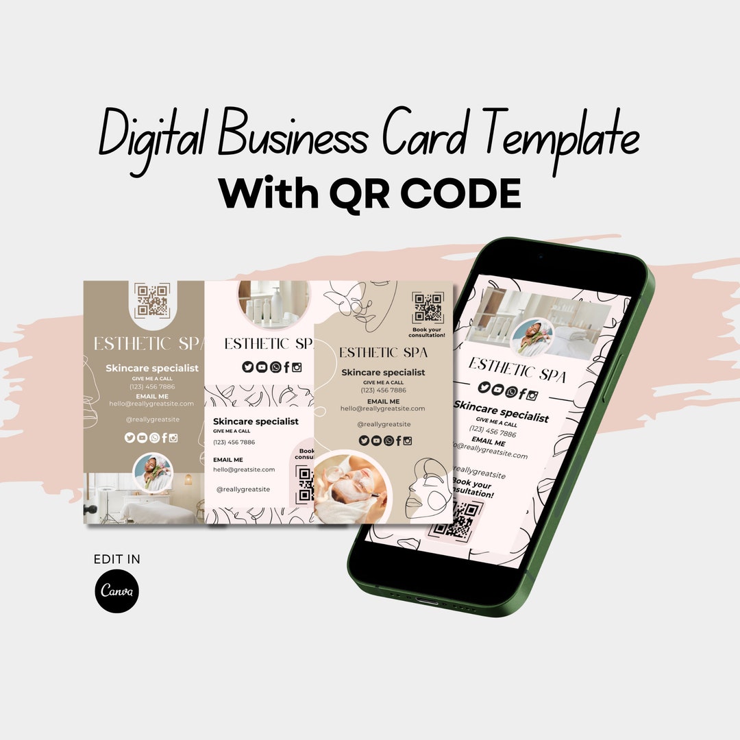 QR Code Digital Business Card Bundle Skincare Template Esthetician Qr Code Digital Business Card Bundle Skincare Template Esthetician