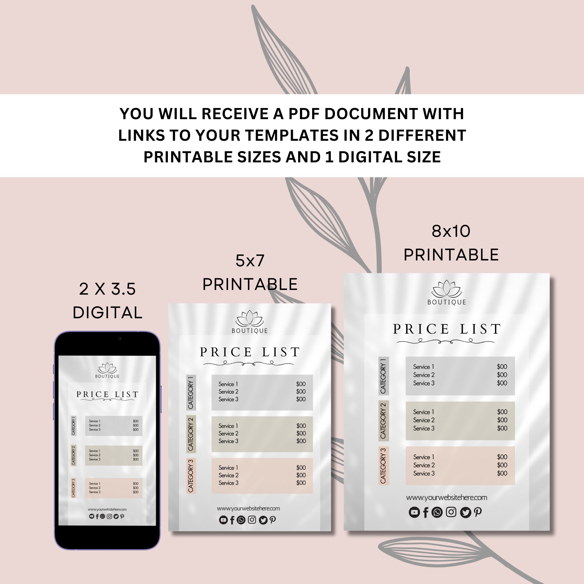 Boutique Price List Template, Digital & Printable, Business Price List ...