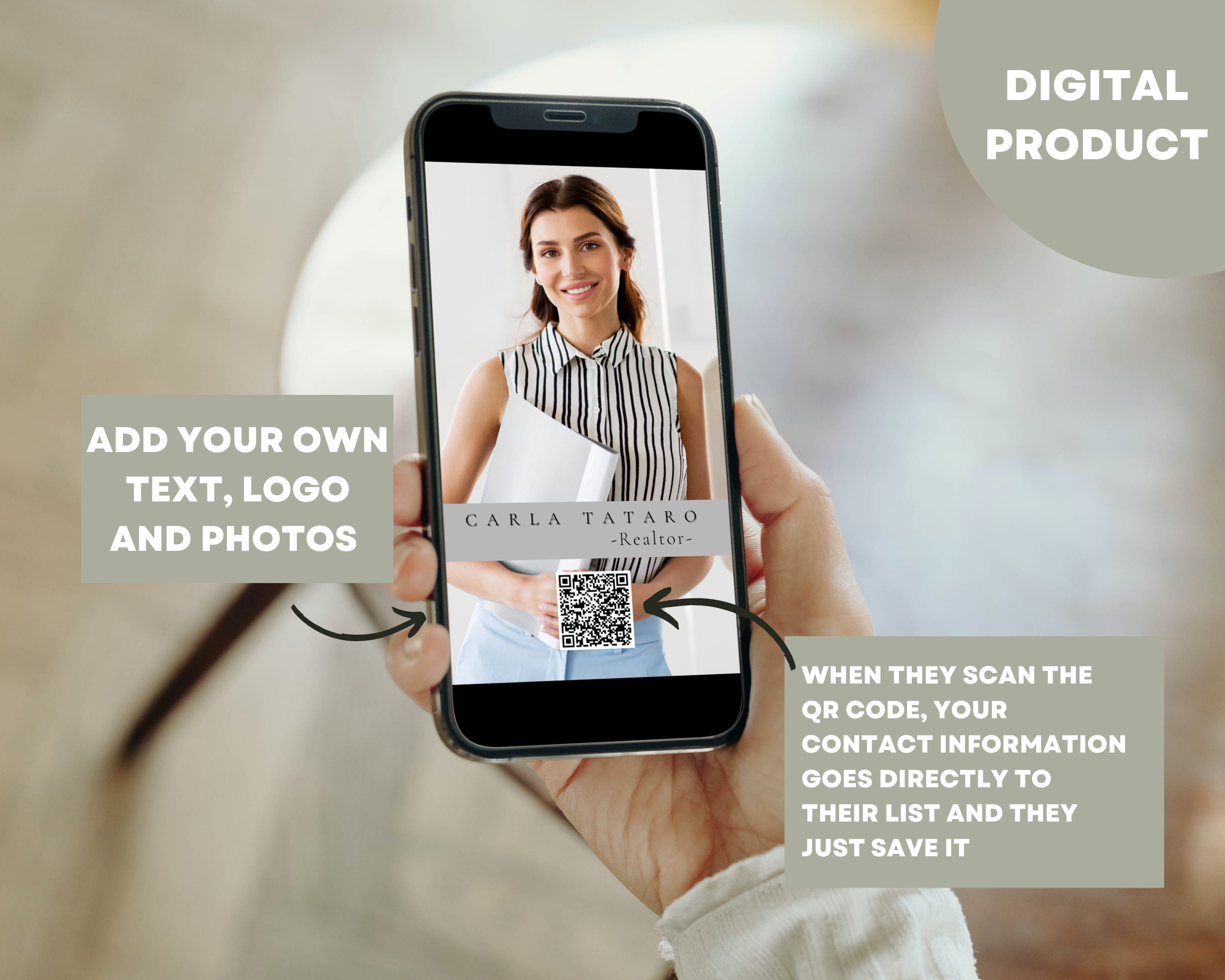 Digital Business CARD With QR CODE Editable Canva Template - Etsy
