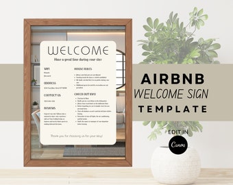 Airbnb-Willkommensschild, Airbnb-Vorlage, WLAN-Schild, Airbnb-Schilder, Hausordnung, Willkommensschild für Airbnb-Gastgeber, FeWo