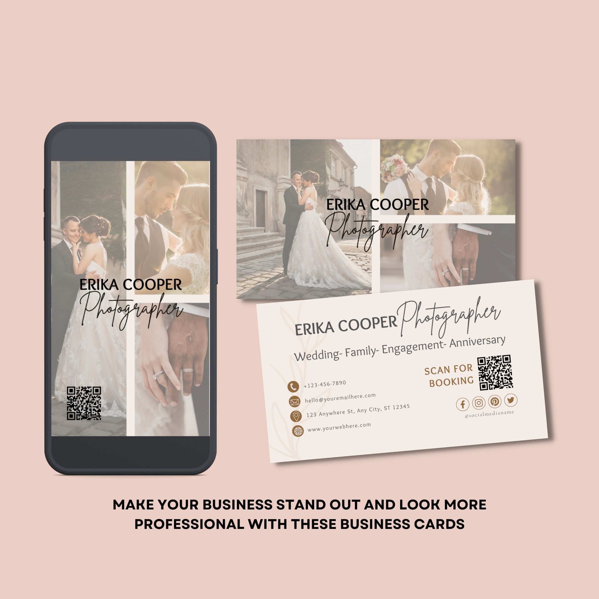 Digital & Printable QR Code Business Card Template, Business Card