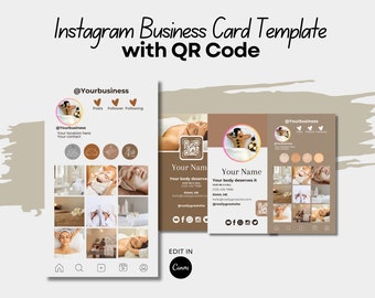 Instagram Business Cards, Esthetician, Spa Business Card, Editable Business Card Template, QR Code Business Card, IG Business Card Design