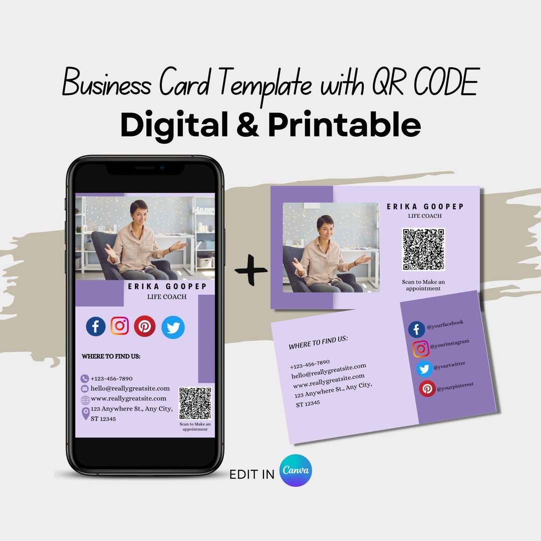 Digital & Printable QR Code Business Card Business Card - Etsy
