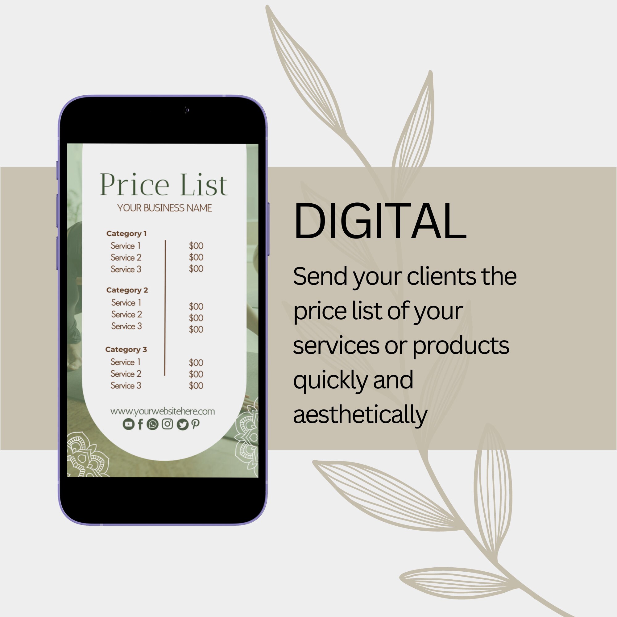 Price List, Price List Template, Digital & Printable, Business Price ...