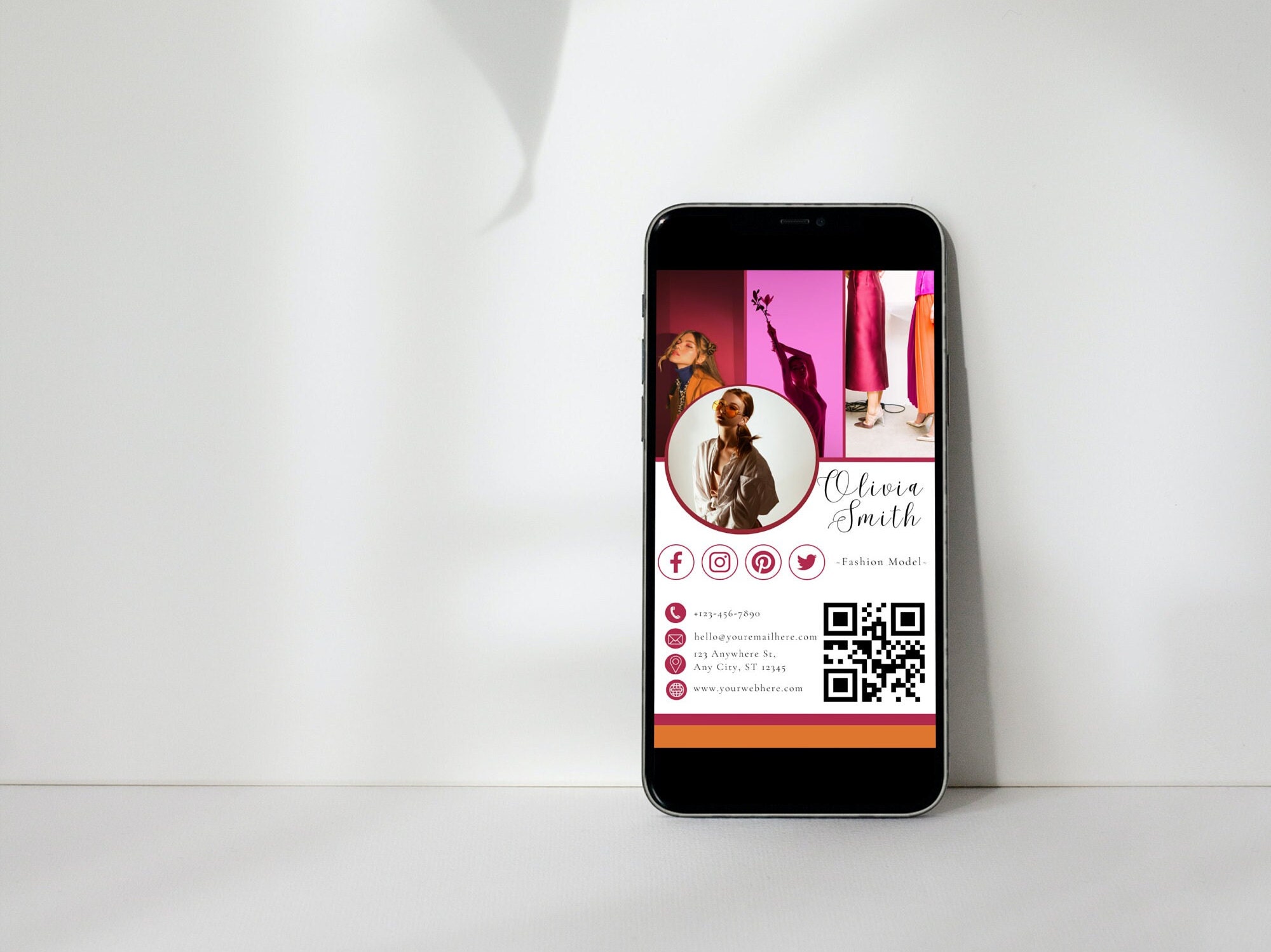 Digital Business Card Canva Template With QR Code & Clickable Links ...