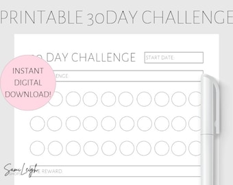 30 Day Challenge Printable: Minimalist Goal Tracker (Digital Download)