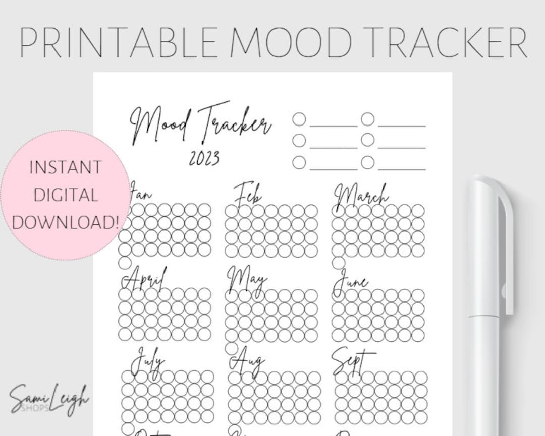 MOOD TRACKER PRINTABLE, Customize, Mood Calendar, Kids, Yearly Calendar, Yearly Planner ...