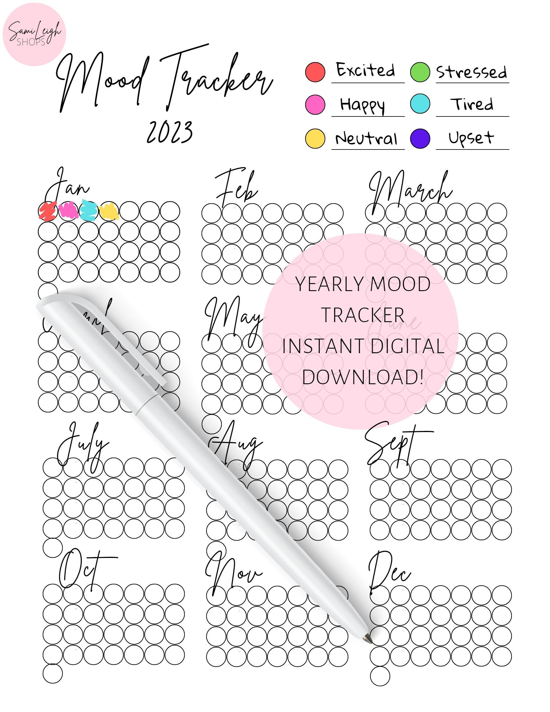 MOOD TRACKER PRINTABLE Customize Mood Calendar Kids Yearly Calendar MOOD TRACKER PRINTABLE Customize Mood Calendar Kids Yearly Calendar