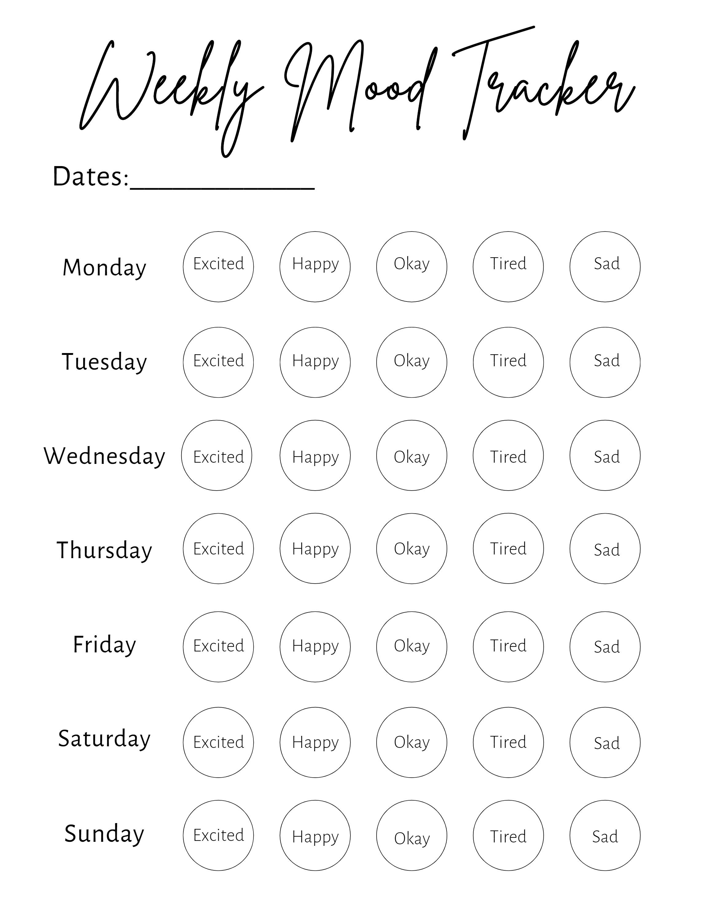 MOOD TRACKER PRINTABLE, Customize, Mood Calendar, Kids, Yearly Calendar, Yearly Planner ...