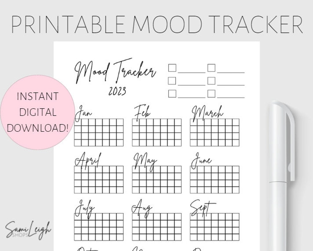 MOOD TRACKER PRINTABLE, New Years Planner, Customize, Mood Calendar, Kids, Yearly Calendar ...