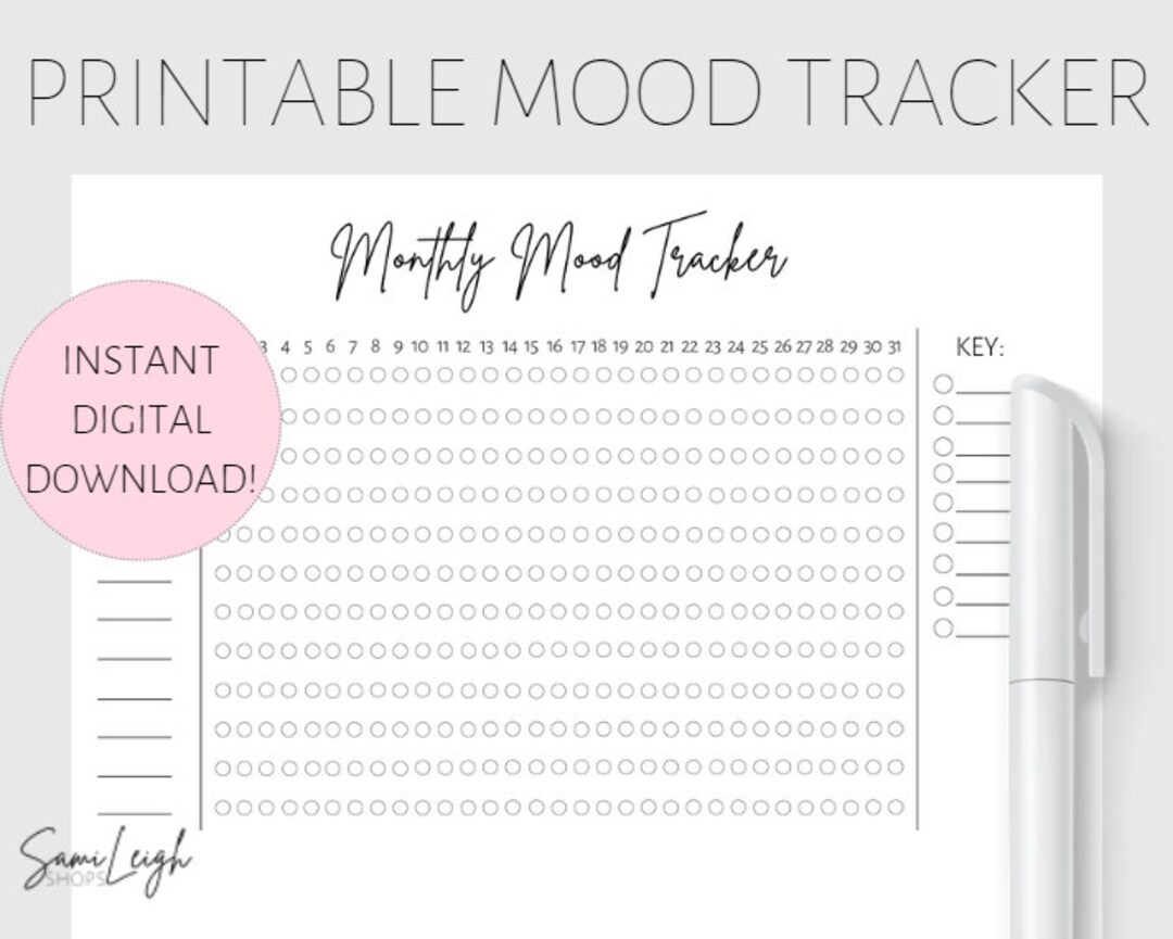 MOOD TRACKER PRINTABLE, Customize, Mood Calendar, Kids, Yearly Calendar, Yearly Planner ...