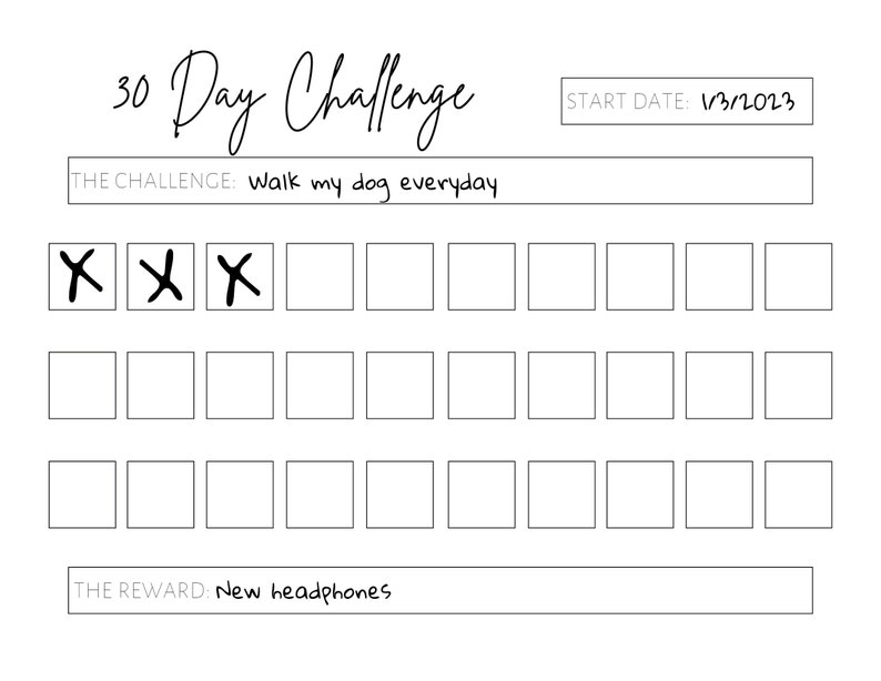 30 DAY CHALLENGE, PRINTABLE, Goal Setting, Progress Tracker, Habit ...