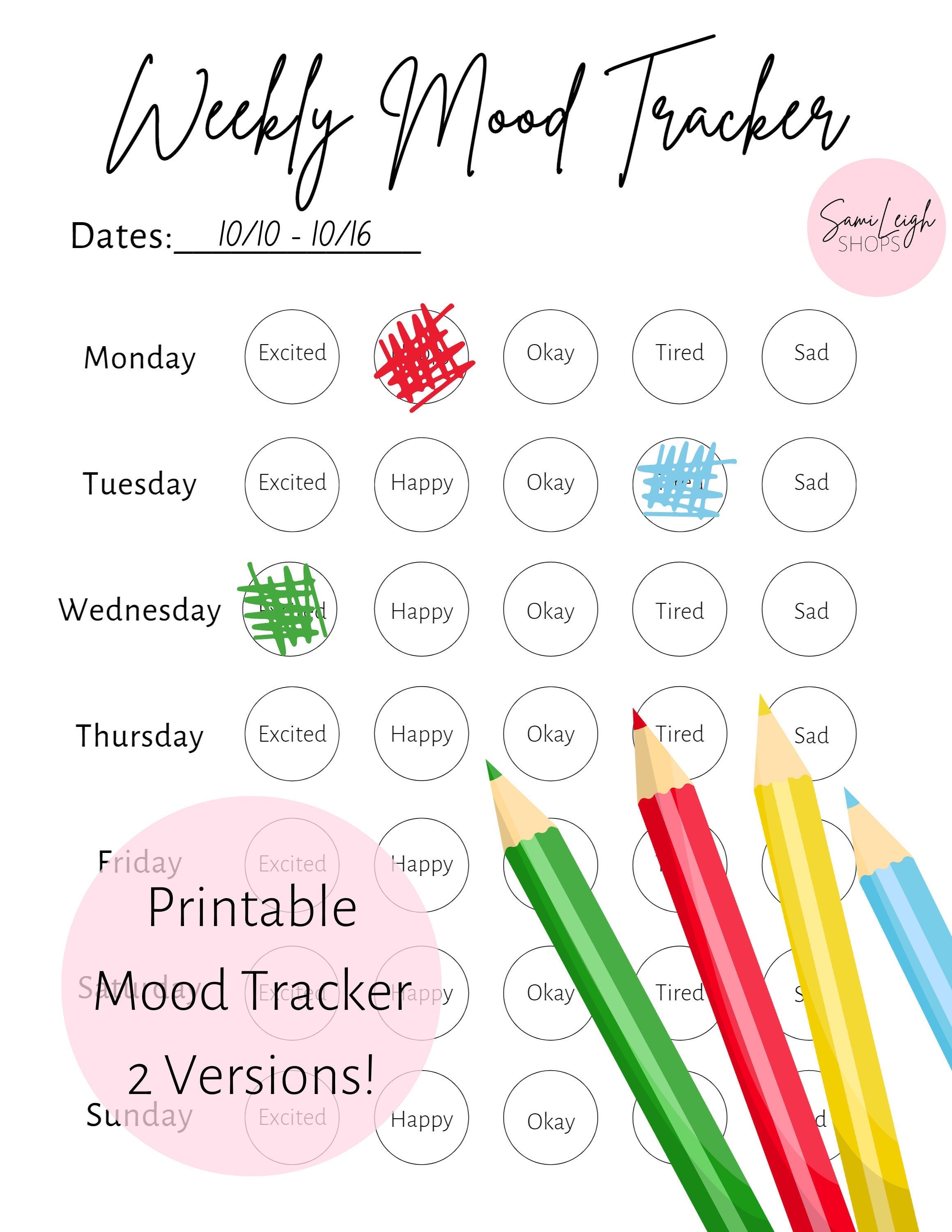 MOOD TRACKER PRINTABLE Customize Mood Calendar Kids Yearly Calendar MOOD TRACKER PRINTABLE Customize Mood Calendar Kids Yearly Calendar