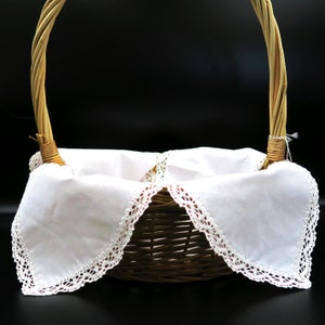 Easter Basket Liner | 3 Sizes Available | White Lace Trim | Handmade in Poland | 100% Cotton