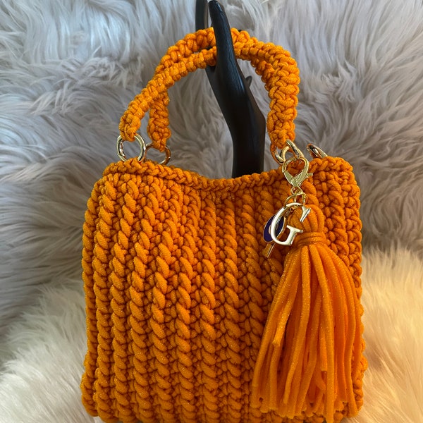 Crochet Hand Made Bag - Grace Orange