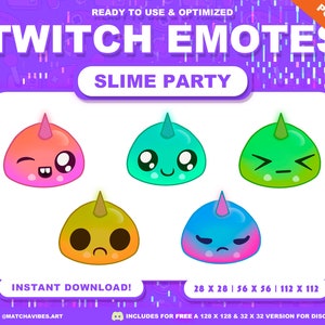 Twitch Emotes / Discord Emotes / Slime Party Collection / Cute / Kawaii / Streamer / Colorfull / Emotions / Slimes