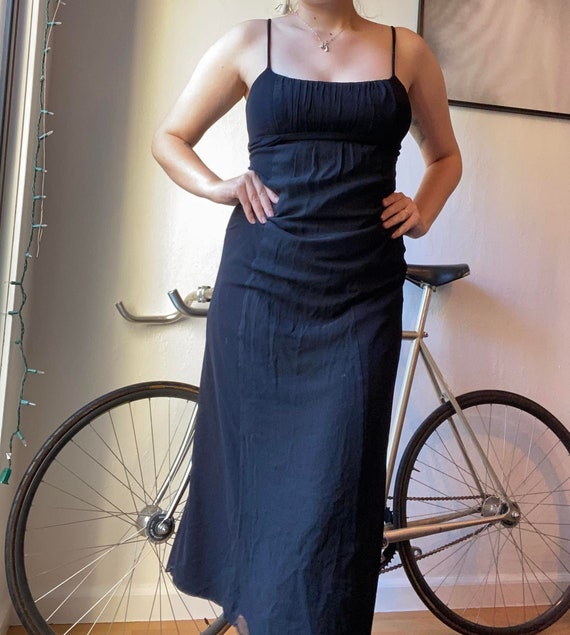 Preloved Black Witchy 90s Style Morticia Addams Fitted Maxi Dress Etsy
