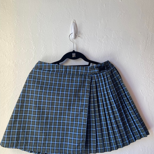 Pleated Plaid Mini Skirt buckle Preloved Y2k Fashion