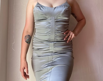 Vintage 90s Nicole Miller Metallic Fitted Party Dress with Spaghetti Straps