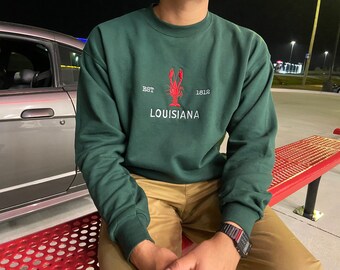 Louisiana sweatshirt/ sweatshirt Louisiana crawfish embroidered/ State sweatshirt embroidered/ Embroidered Louisiana Sweatshirt/ Louisiana