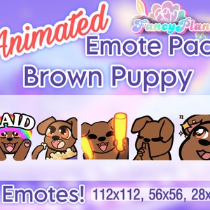 5 Brown Puppy Animated Twitch Emotes Pack, Twitch Sub Emotes, Discord Emotes, Text Emotes, Animated Emotes, Cute Dog Emotes