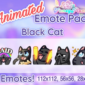 Black Cat Animated Emote Pack, Twitch Emotes, Discord Emotes, Text Emotes, Animated Emotes, Cute Cat Emotes