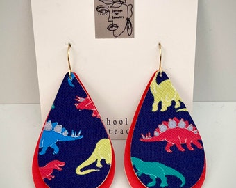 Dinosaurier Ohrringe: Teardrop Ohrringe mit hypoallergenen Haken