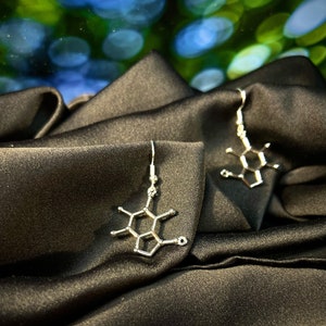 Caffeine molecule earrings with a sterling silver hook/science earring/ gifts for teachers/ earrings for educators